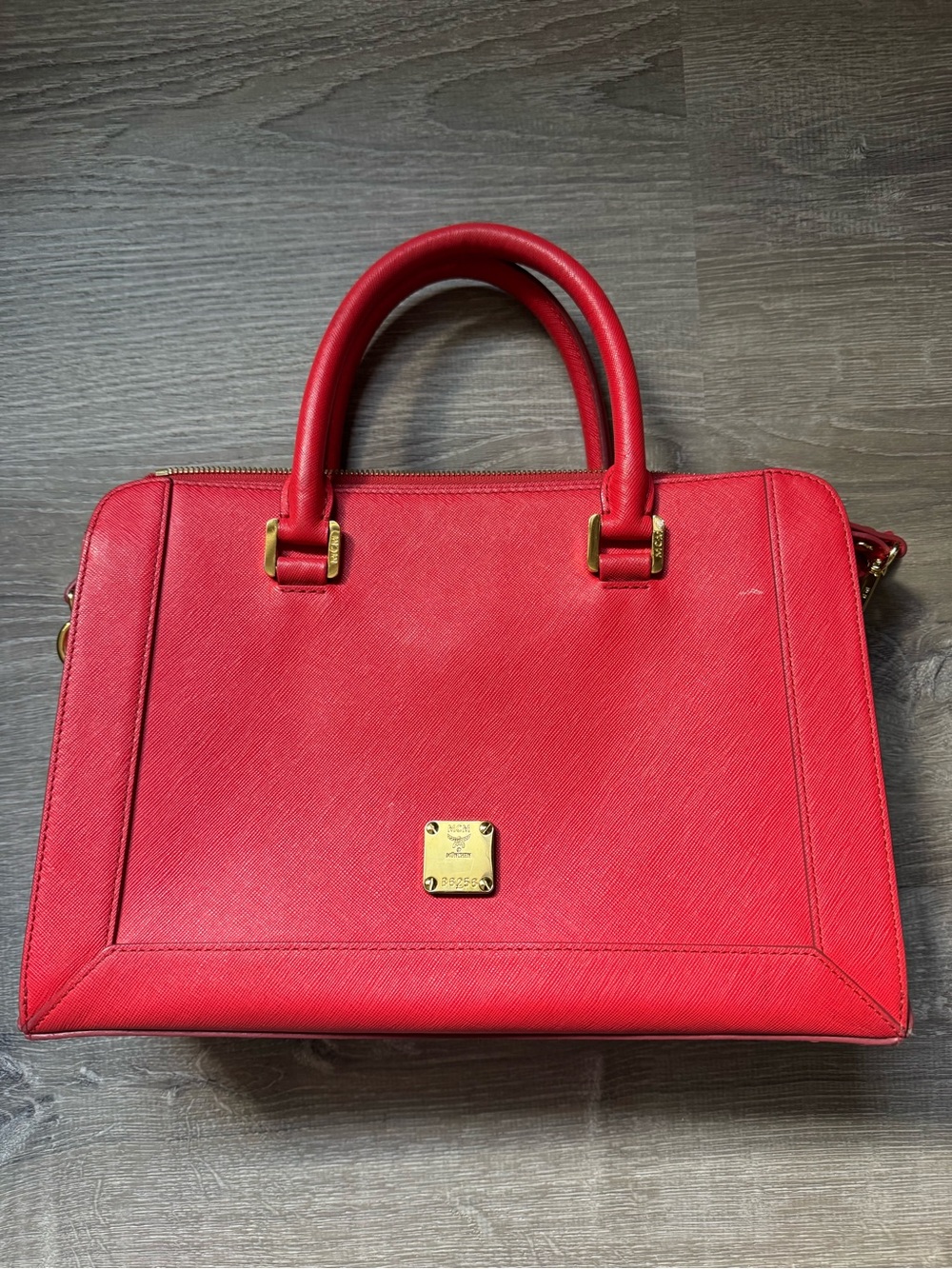 MCM Nouvo leather Satchel with Gold Hardware